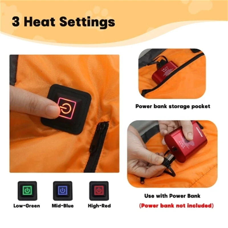 (image for) IPRee Outdoor Pet Dog Sleeping Bag Adjustable Temperature Heating Dog Bed Camping Pet Warm Sleeping Bag